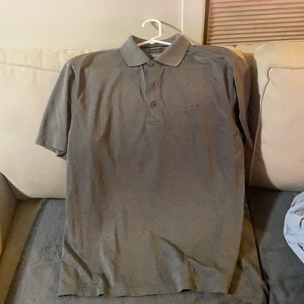 Greg Norman gray performance polo
